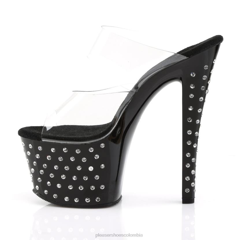 negro claro 840P323 polvo de estrellas-702 Pleaser Shoes
