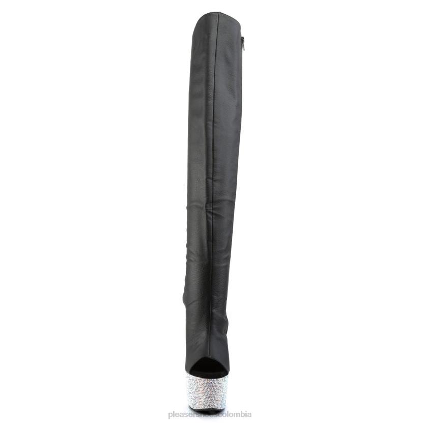 piel sintética negra/plata 840P271 enjoyado-3019dm-7 Pleaser Shoes